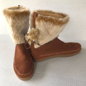 Toms Nepal suede&faux shearling brown boots sz 9.5